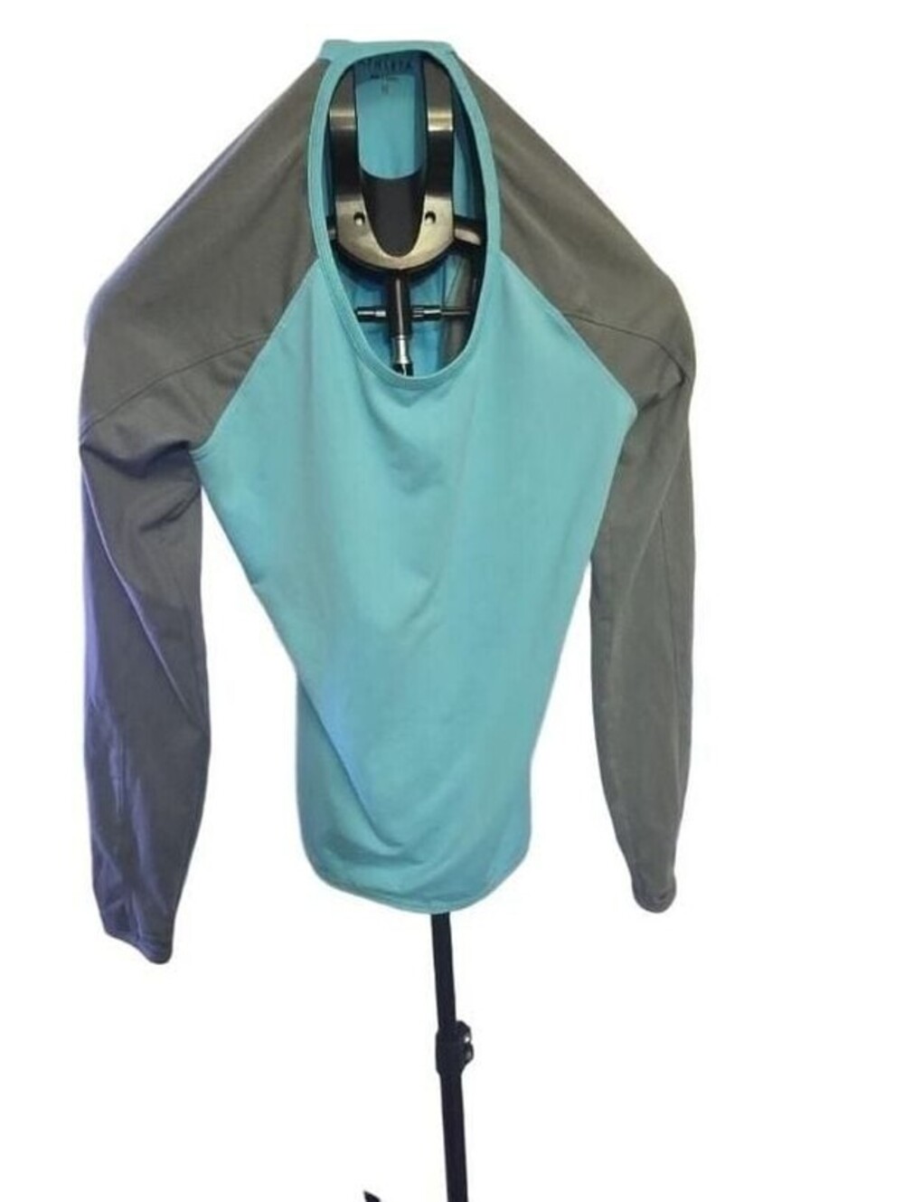 Athleta Women's Blue and Gray Long Sleeve Athletic Shirt Size M